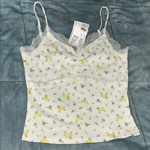 H&M Yellow Floral Lace Cami Top